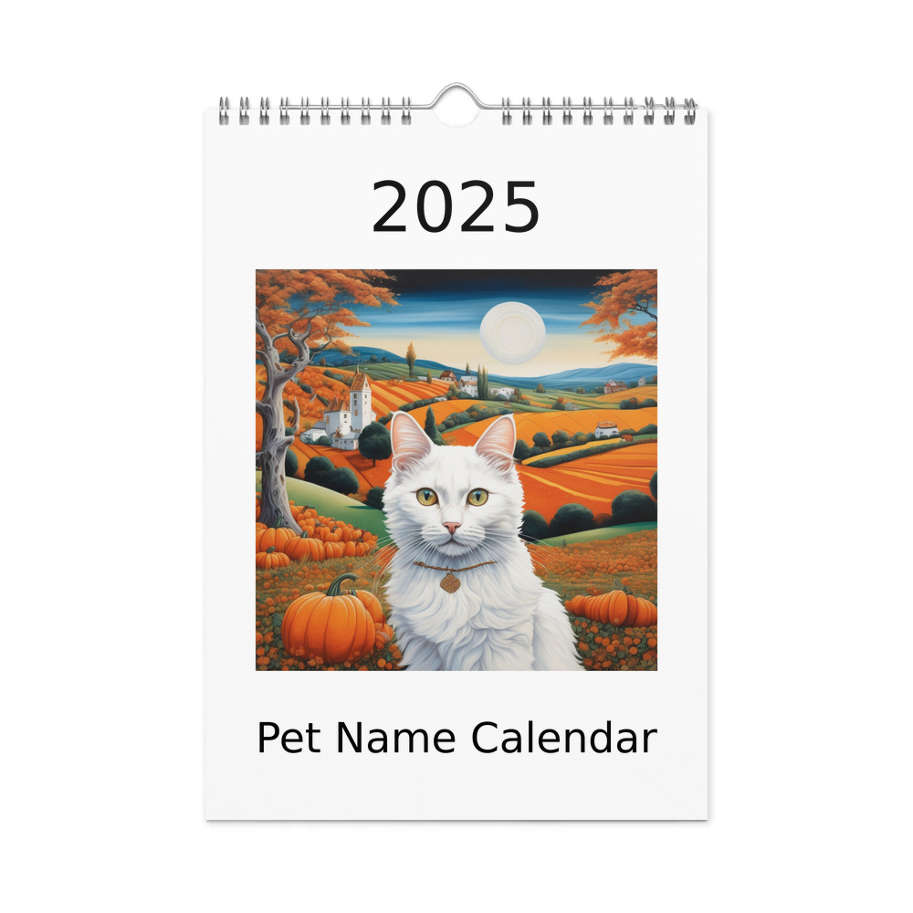 PugMug Custom White Companion Cat Wall Calendar (2026)