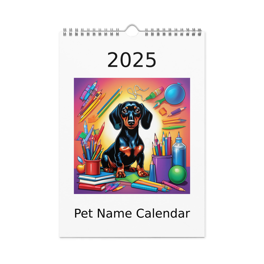 PugMug Custom Black Dachshund Wall Calendar (2026)