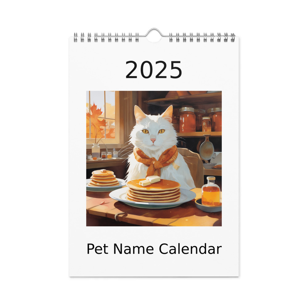 PugMug Custom White Companion Cat Wall Calendar (2026)