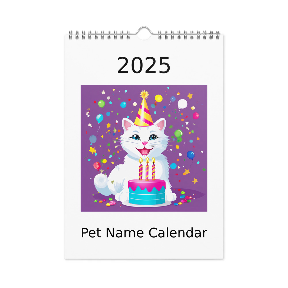 PugMug Custom White Companion Cat Wall Calendar (2026)