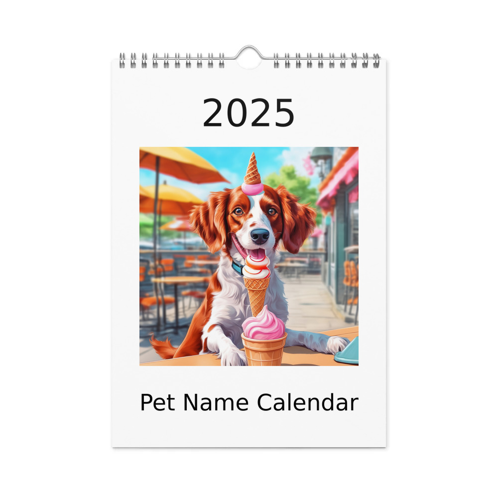 PugMug Custom Brittany Dog Wall Calendar (2026)