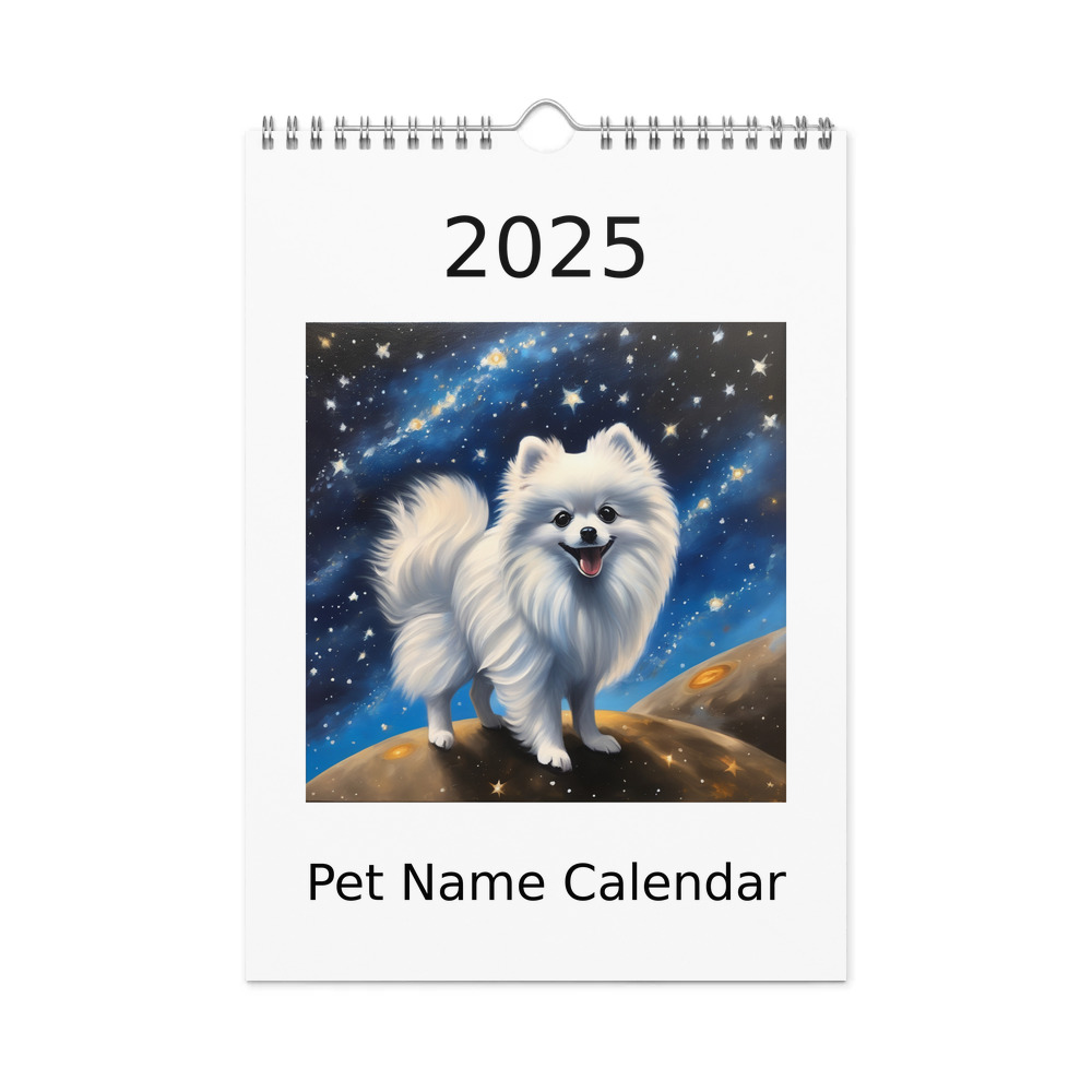 PugMug Custom White Pomeranian Wall Calendar (2026)