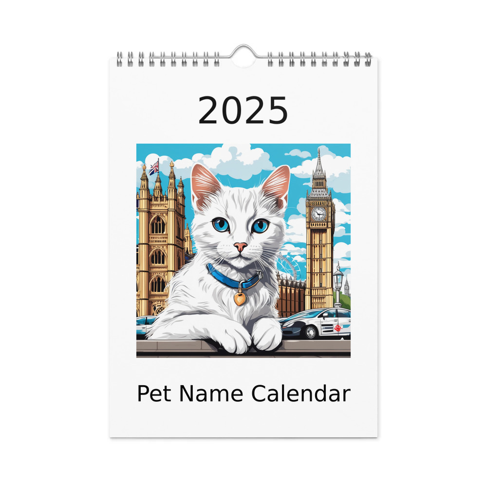 PugMug Custom White Companion Cat Wall Calendar (2026)