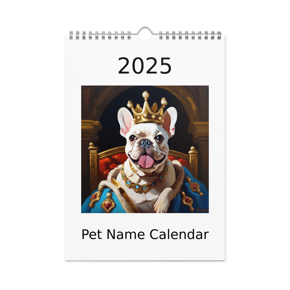 PugMug Custom White French Bulldog Wall Calendar (2026)