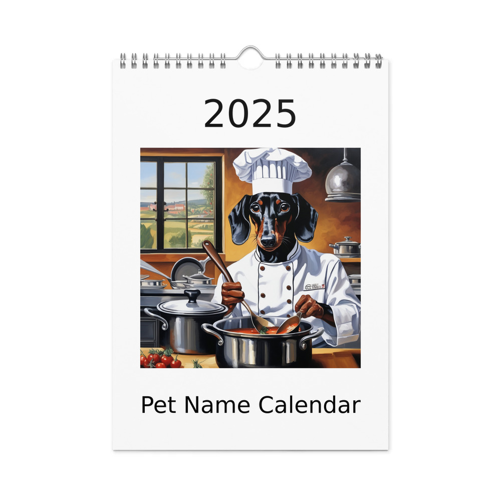 PugMug Custom Black Dachshund Wall Calendar (2026)