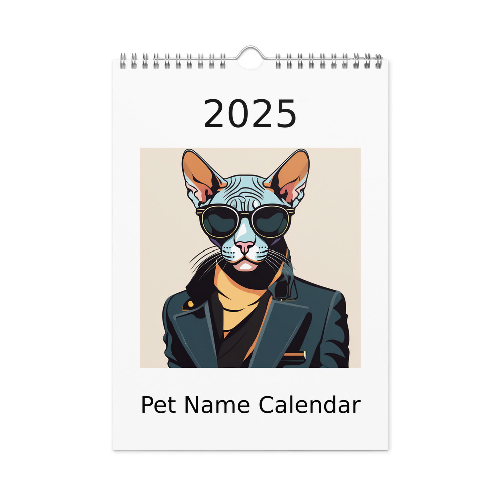 PugMug Custom Black Sphynx Cat Wall Calendar (2026)