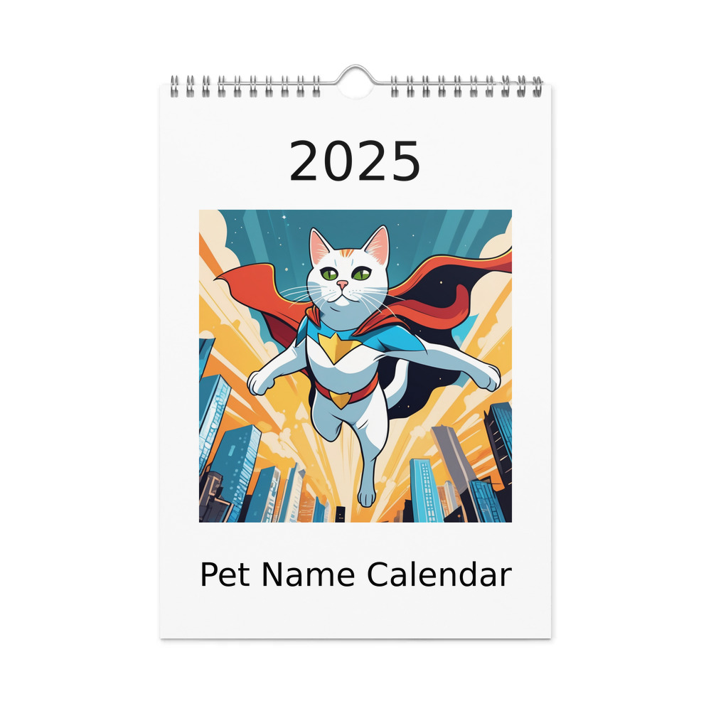 PugMug Custom White Companion Cat Wall Calendar (2026)