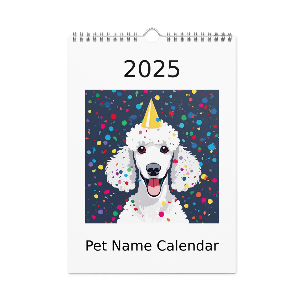 PugMug Custom White Poodle Wall Calendar (2026)