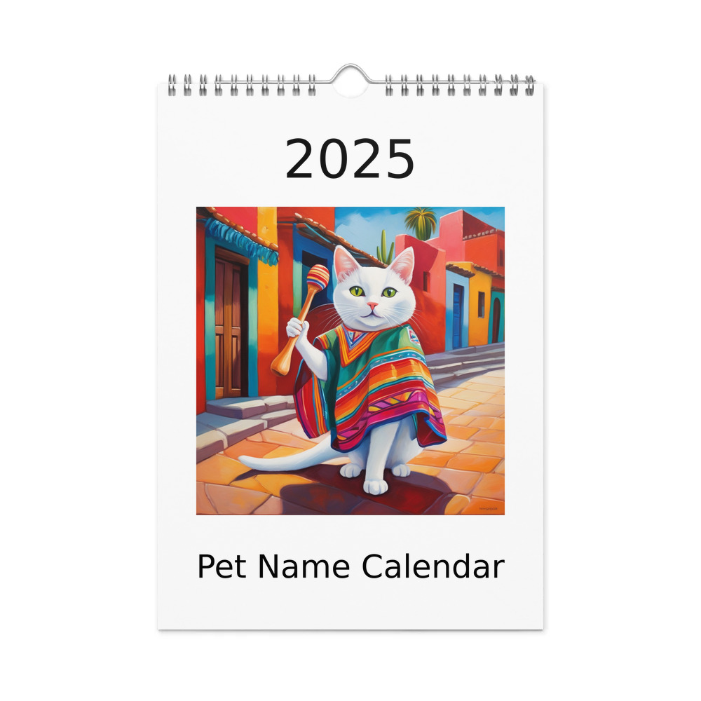 PugMug Custom White Companion Cat Wall Calendar (2026)