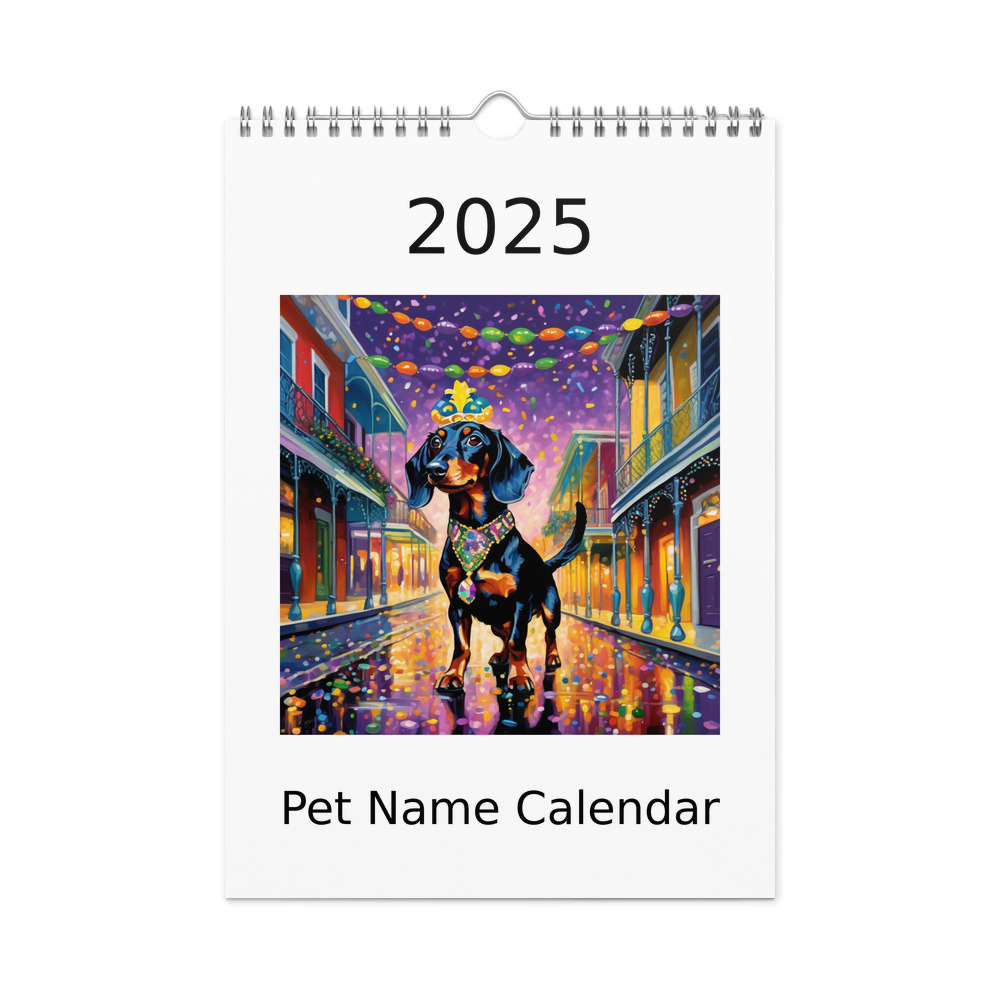 PugMug Custom Black Dachshund Wall Calendar (2026)