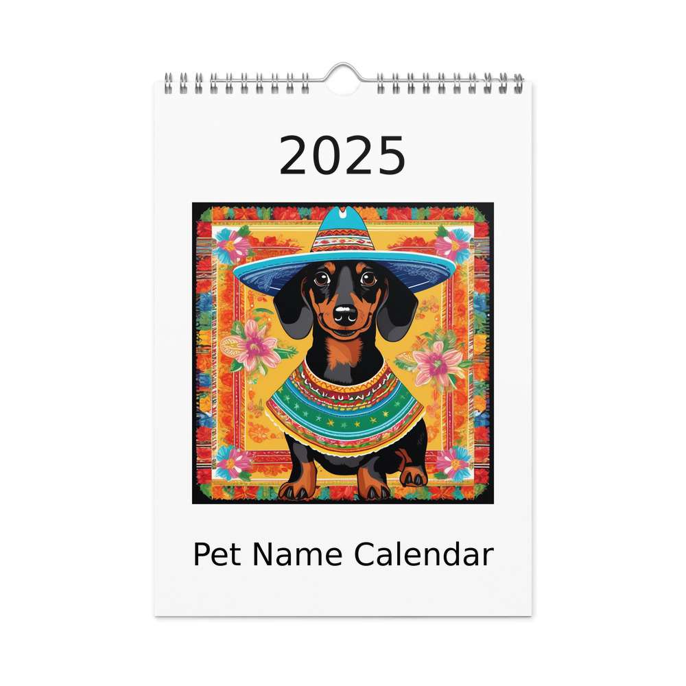 PugMug Custom Black Dachshund Wall Calendar (2026)