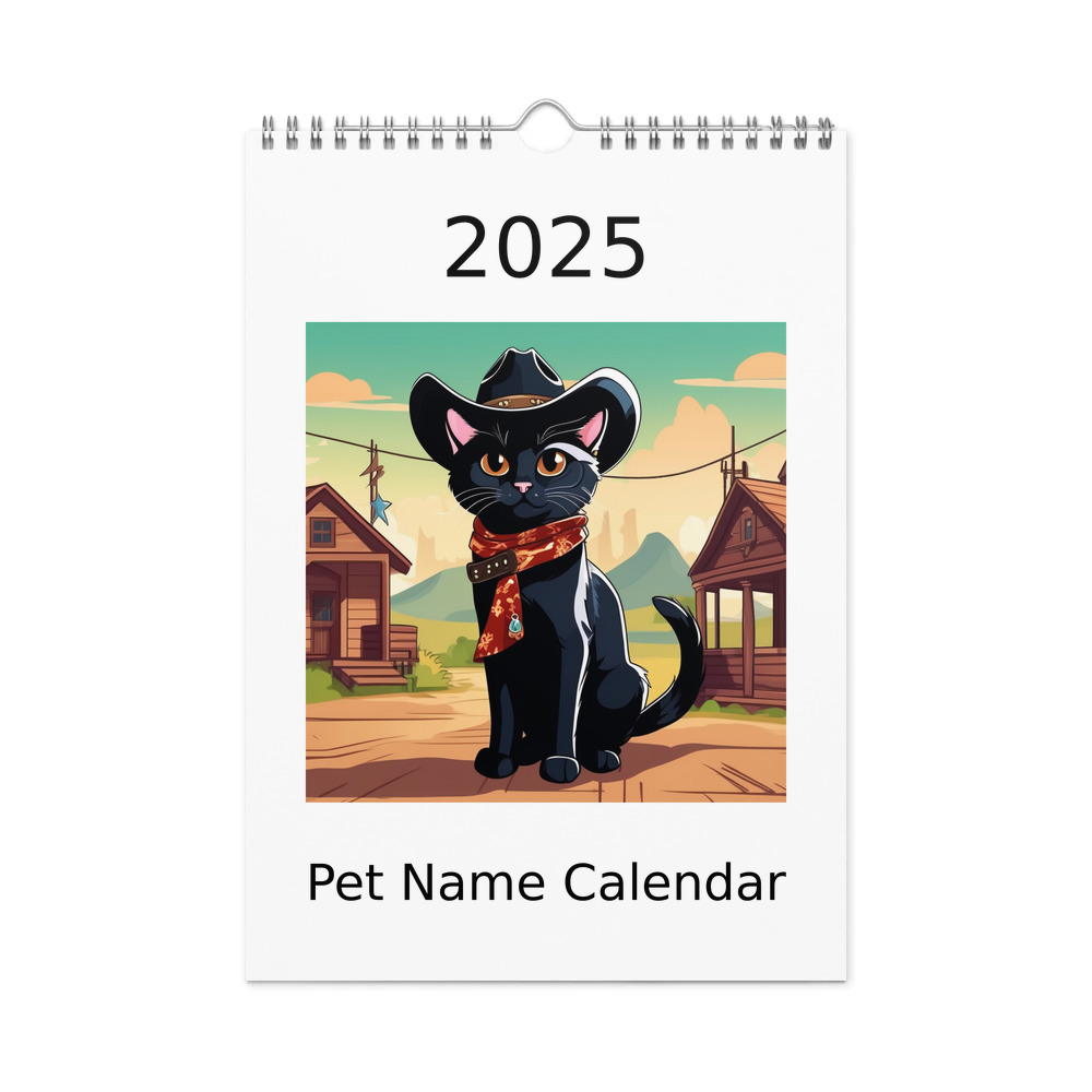 PugMug Custom Black Companion Cat Wall Calendar (2026)