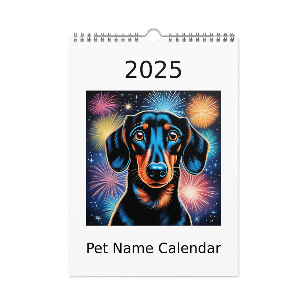 PugMug Custom Black Dachshund Wall Calendar (2026)