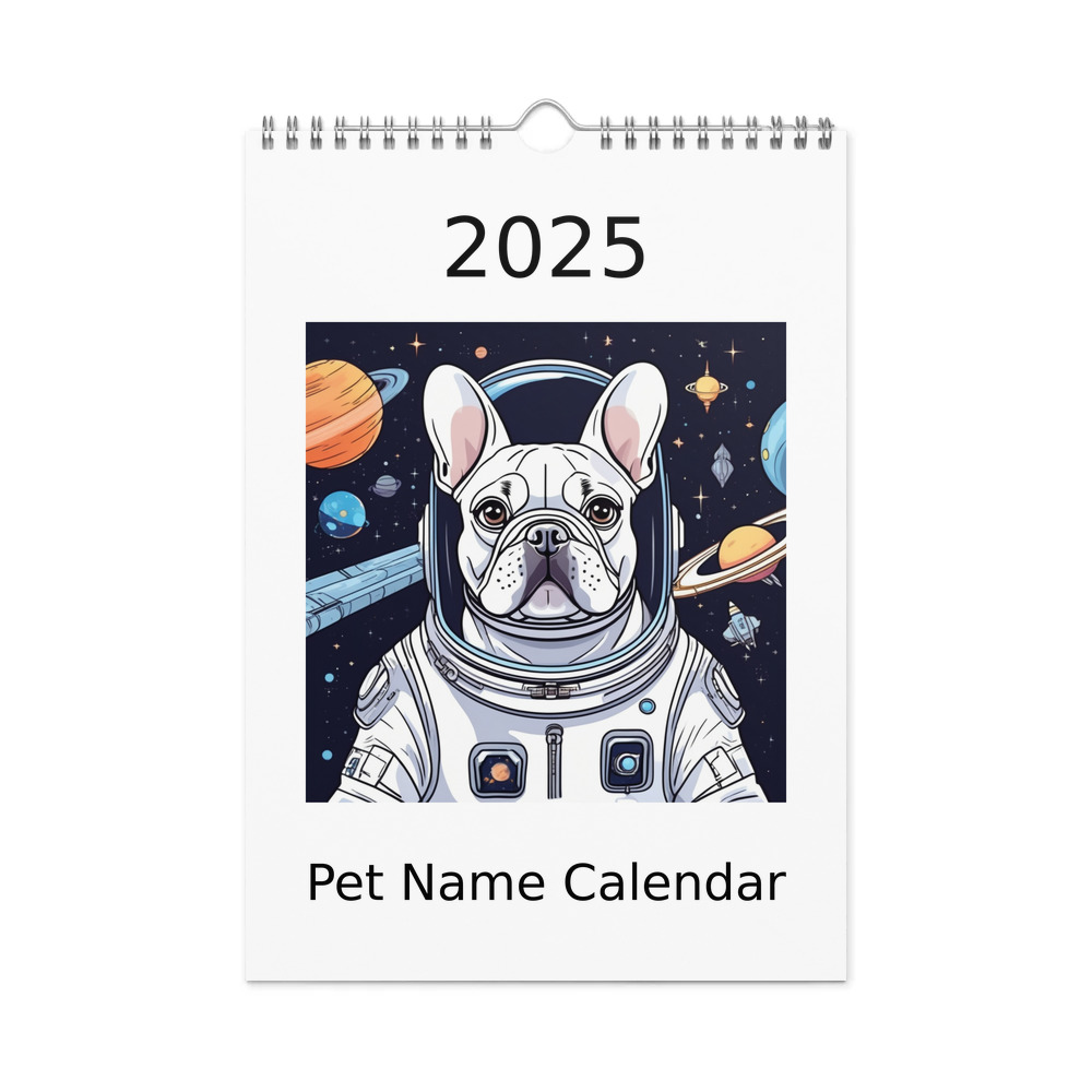 PugMug Custom White French Bulldog Wall Calendar (2026)