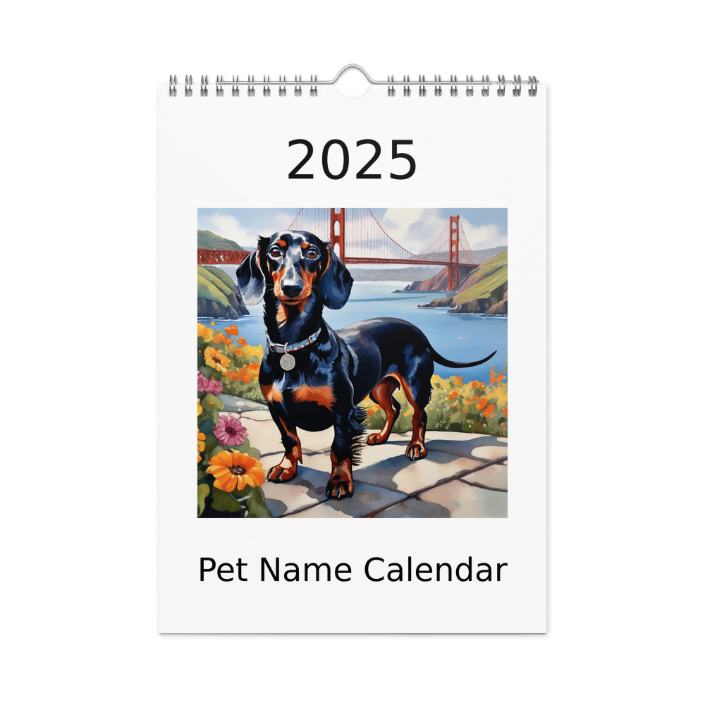 PugMug Custom Black Dachshund Wall Calendar (2026)
