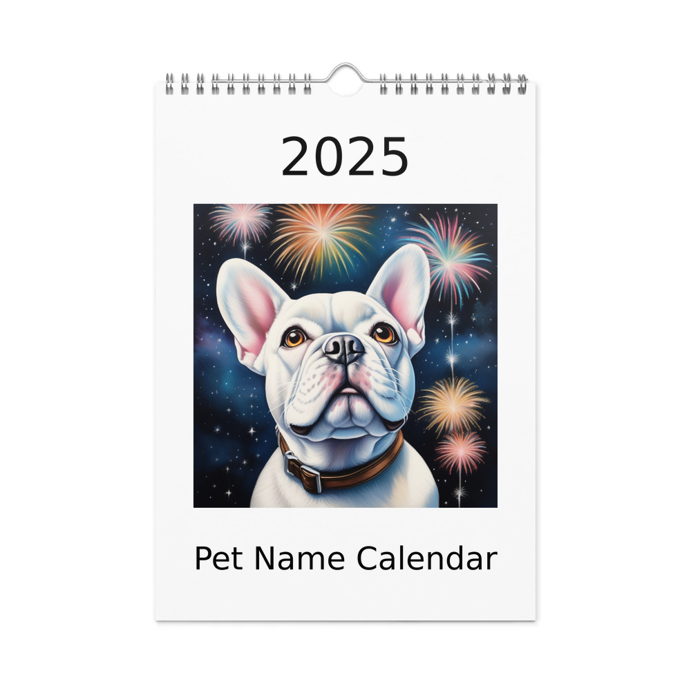 PugMug Custom White French Bulldog Wall Calendar (2026)