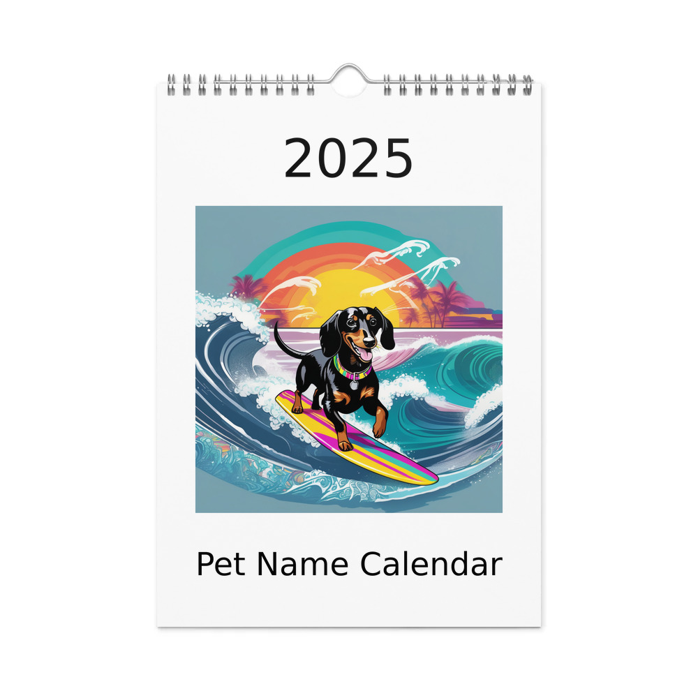 PugMug Custom Black Dachshund Wall Calendar (2026)