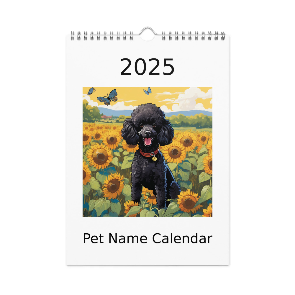 PugMug Custom Black Poodle Wall Calendar (2026)