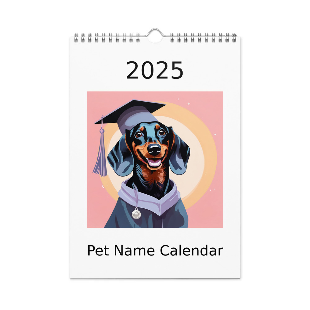 PugMug Custom Black Dachshund Wall Calendar (2026)