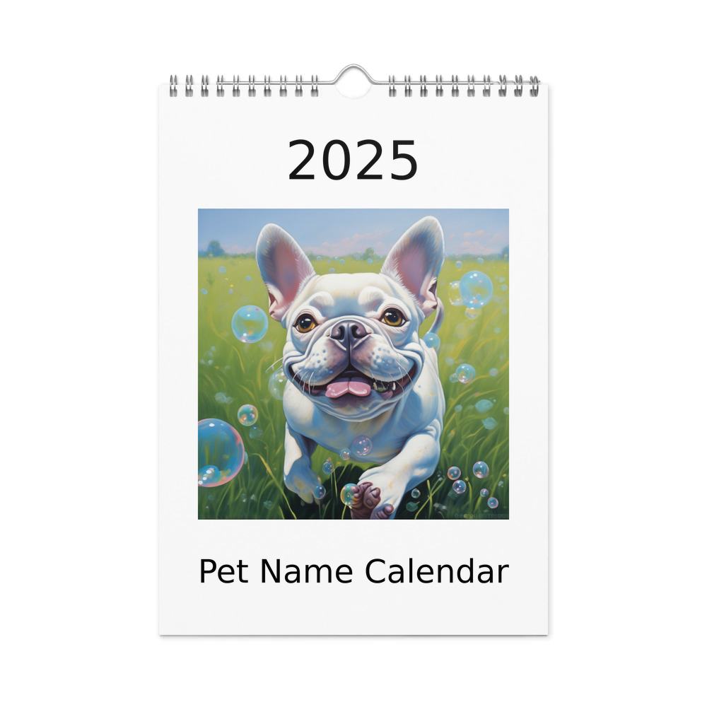 PugMug Custom White French Bulldog Wall Calendar (2026)