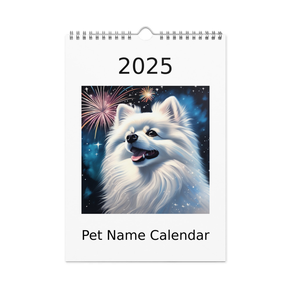 PugMug Custom White Pomeranian Wall Calendar (2026)