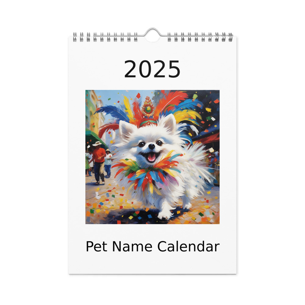 PugMug Custom White Pomeranian Wall Calendar (2026)