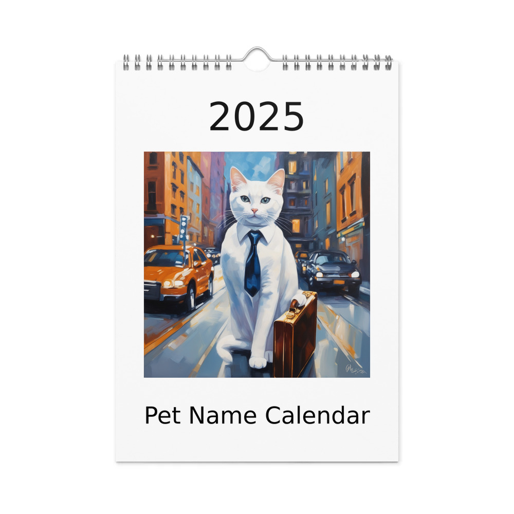 PugMug Custom White Companion Cat Wall Calendar (2026)