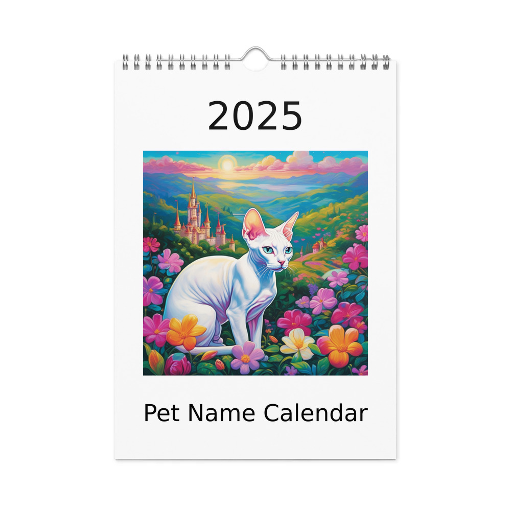 PugMug Custom White Sphynx Cat Wall Calendar (2026)