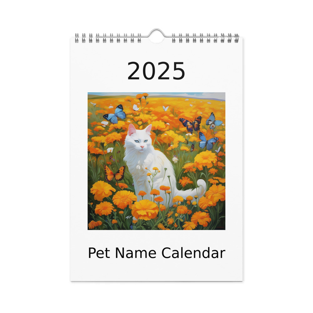 PugMug Custom White Companion Cat Wall Calendar (2026)