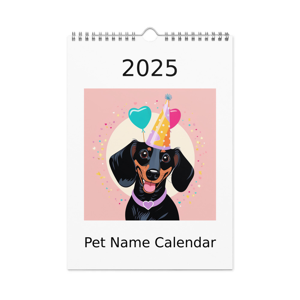 PugMug Custom Black Dachshund Wall Calendar (2026)