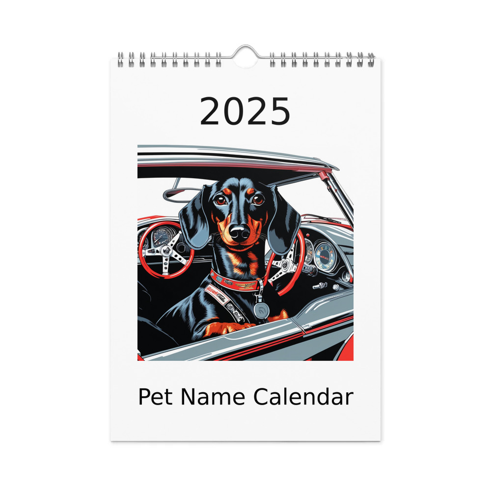 PugMug Custom Black Dachshund Wall Calendar (2026)