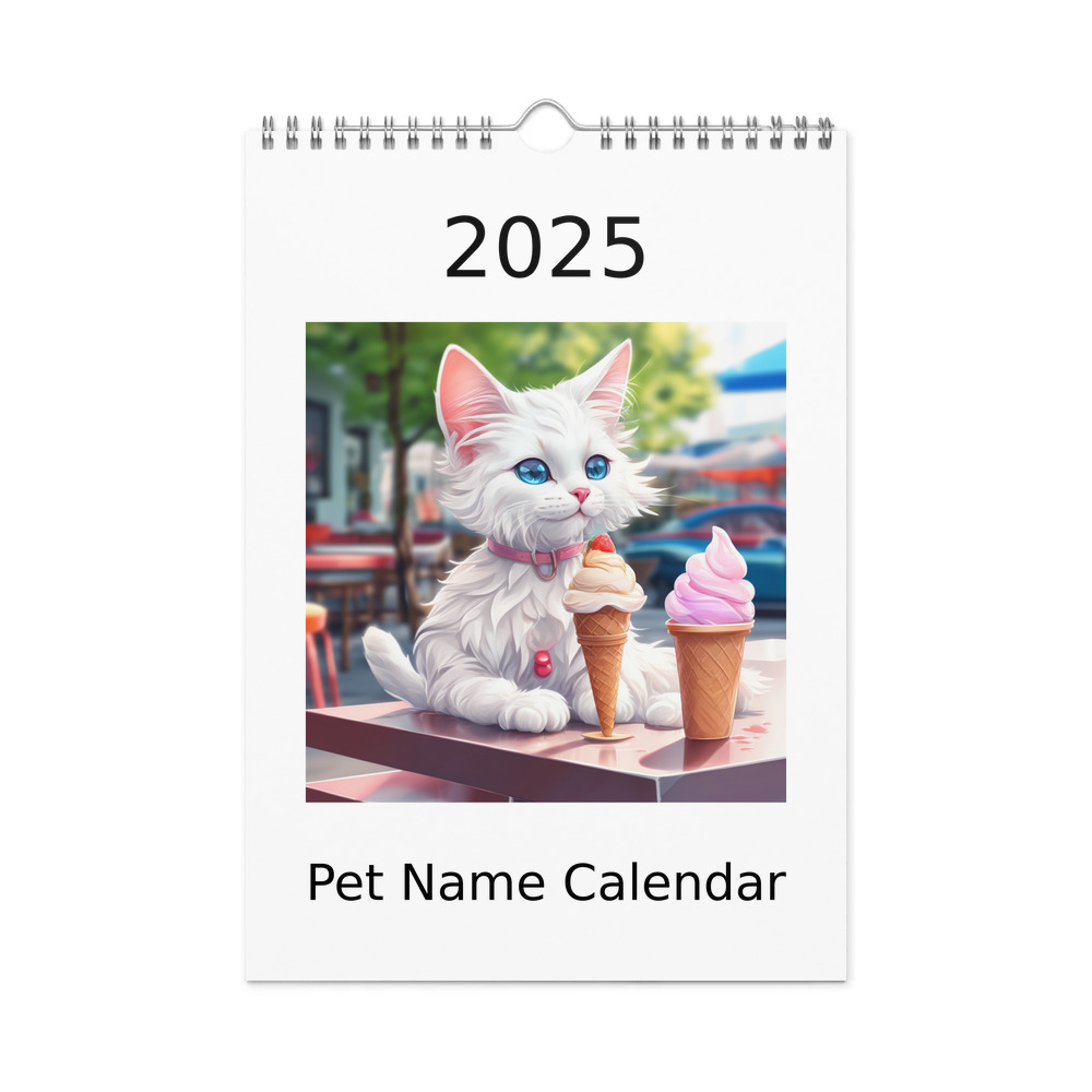 PugMug Custom White Companion Cat Wall Calendar (2026)