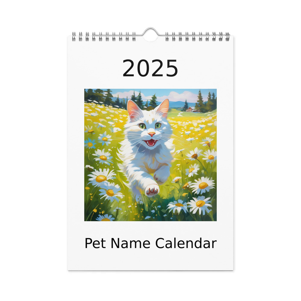 PugMug Custom White Companion Cat Wall Calendar (2026)