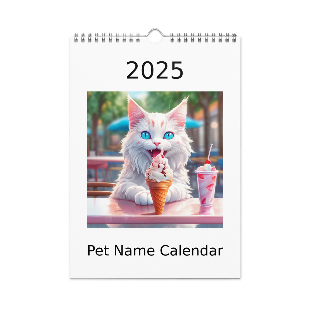 PugMug Custom White Companion Cat Wall Calendar (2026)