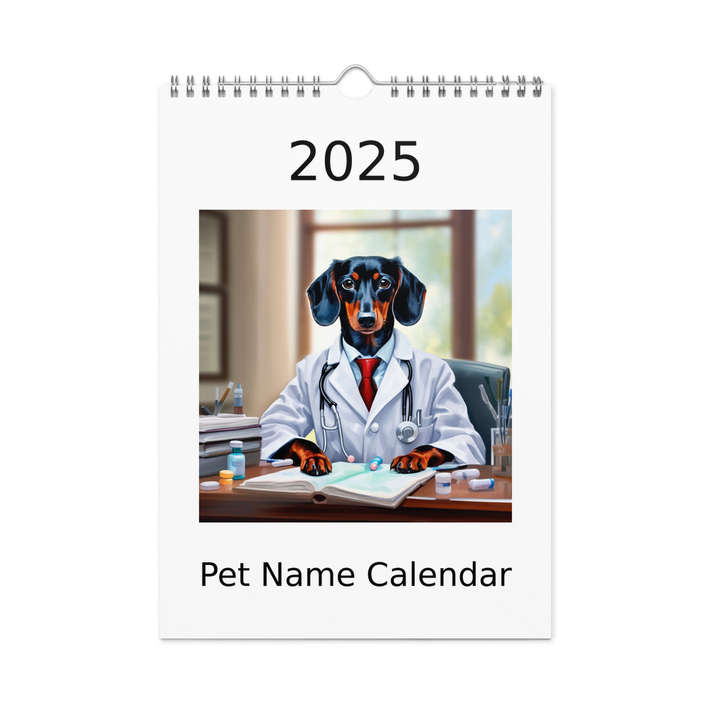 PugMug Custom Black Dachshund Wall Calendar (2026)