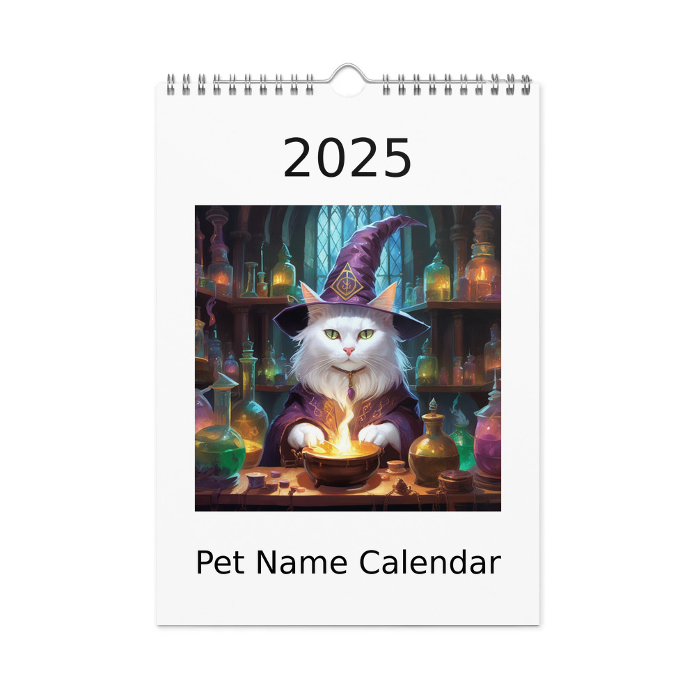 PugMug Custom White Companion Cat Wall Calendar (2026)