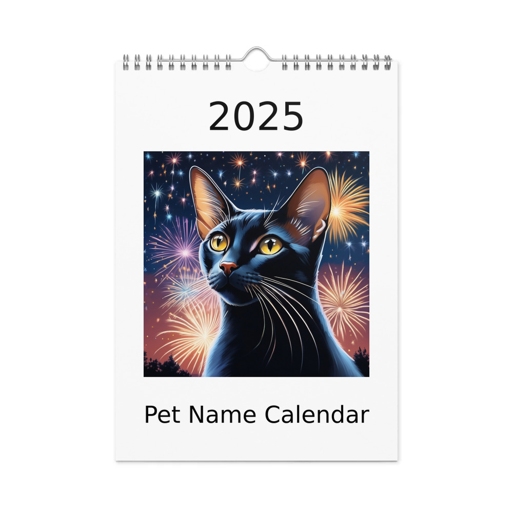 PugMug Custom Black Abyssinian Cat Wall Calendar (2026)
