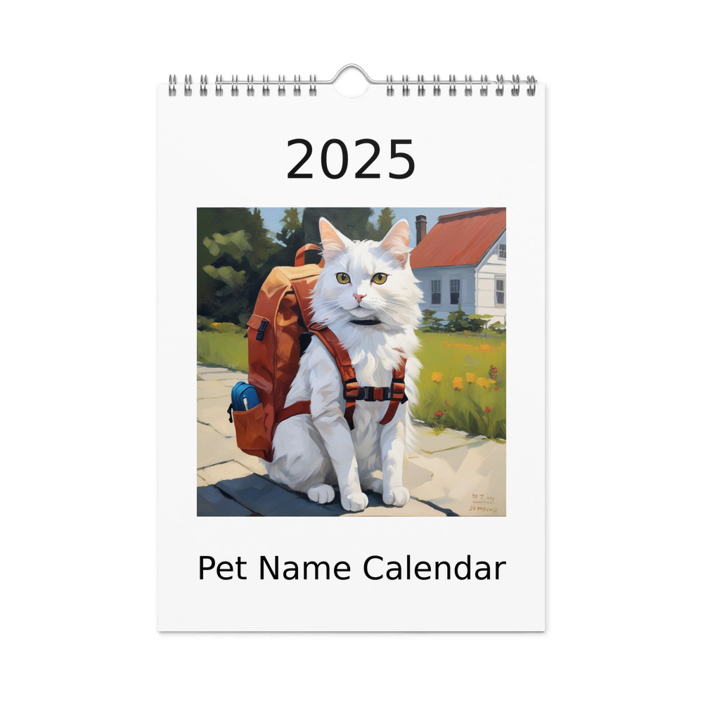 PugMug Custom White Companion Cat Wall Calendar (2026)