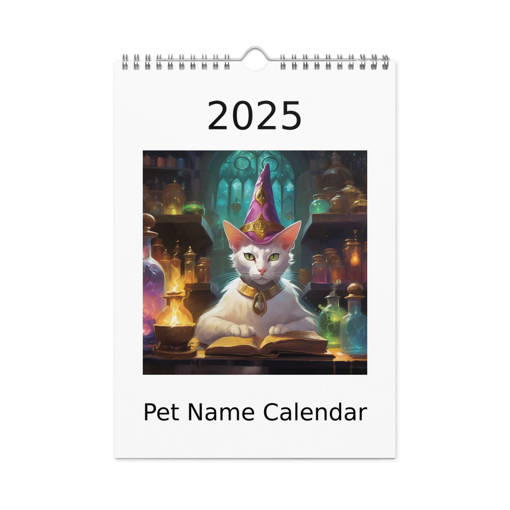 PugMug Custom White Abyssinian Cat Wall Calendar (2026)