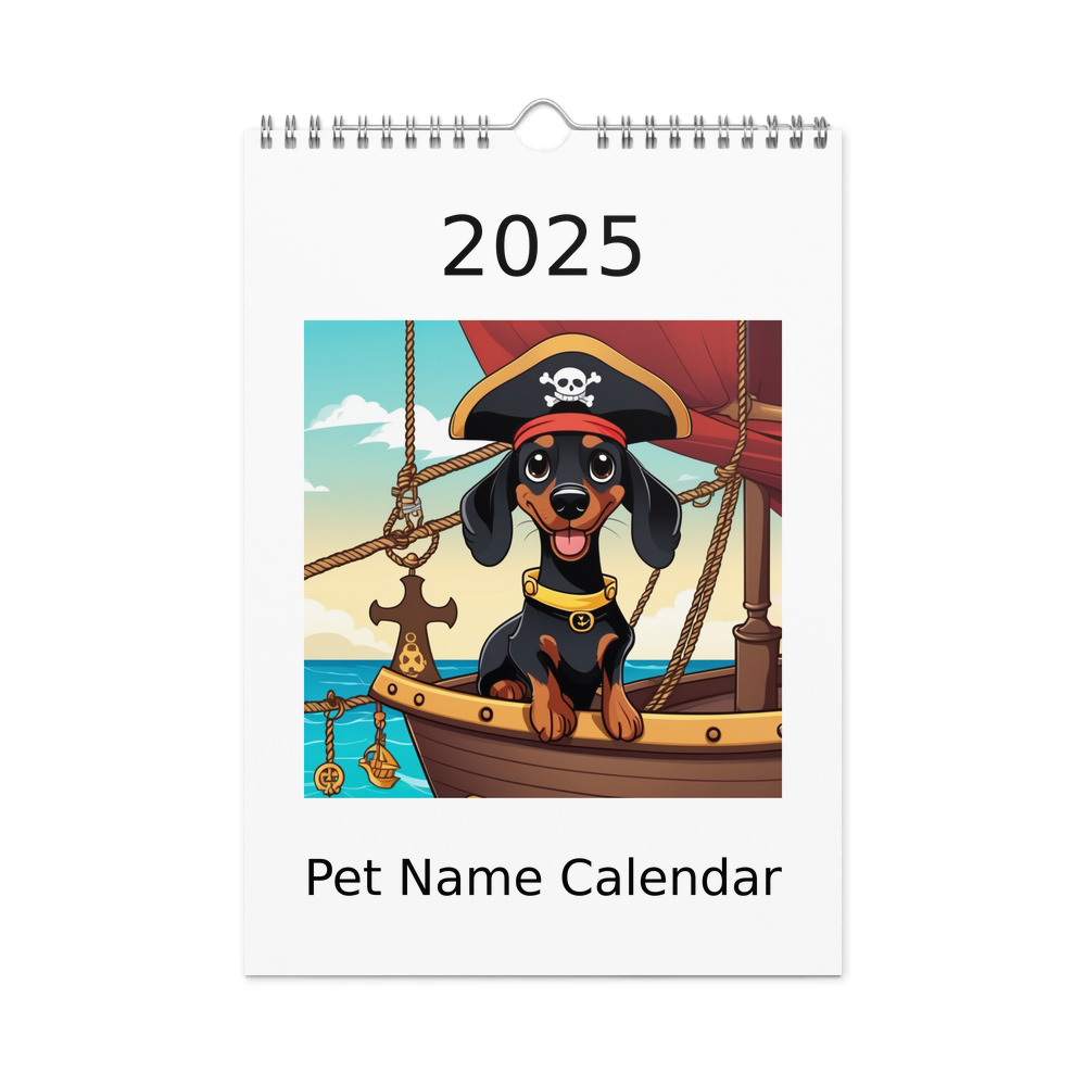 PugMug Custom Black Dachshund Wall Calendar (2026)