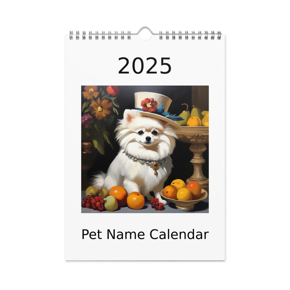 PugMug Custom White Pomeranian Wall Calendar (2026)