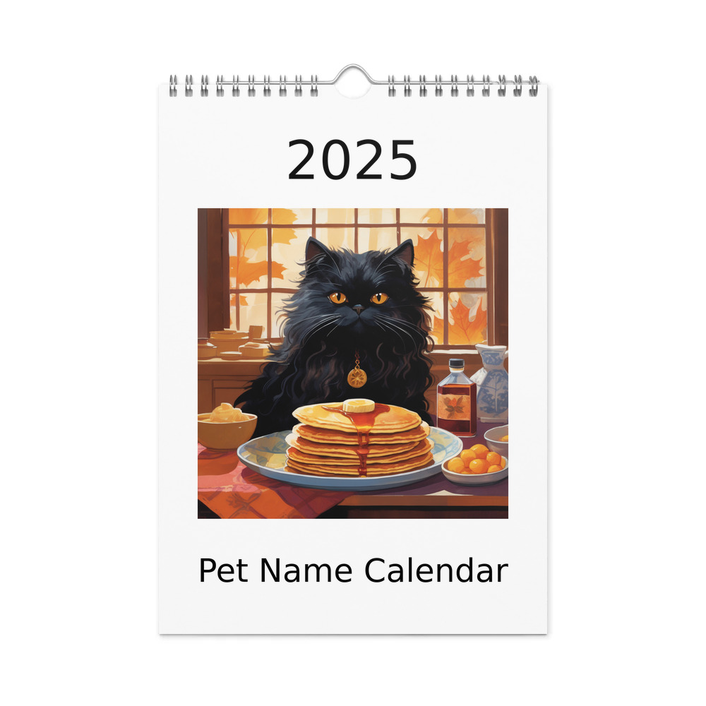 PugMug Custom Black Persian Cat Wall Calendar (2026)