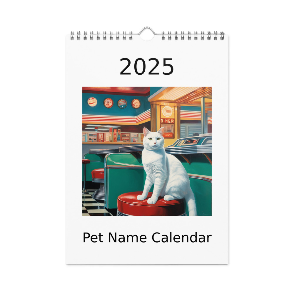 PugMug Custom White Companion Cat Wall Calendar (2026)