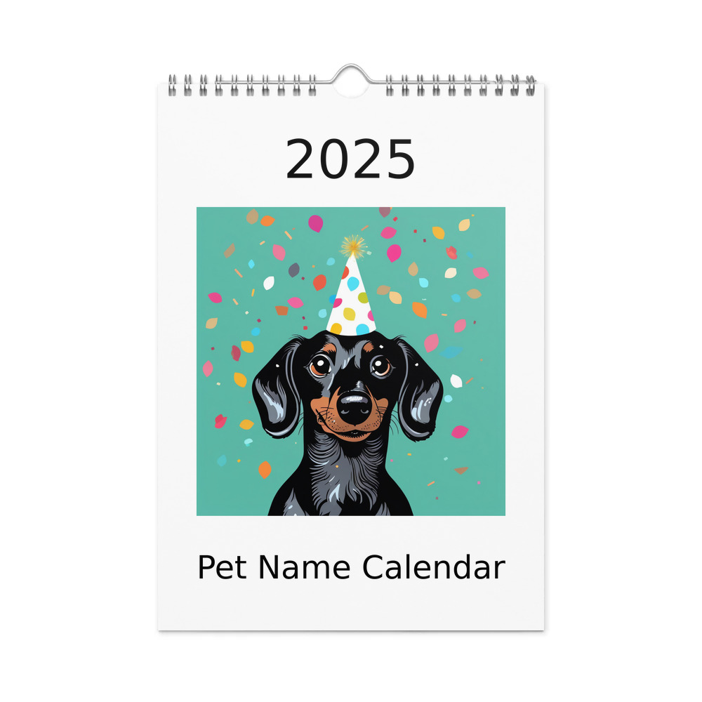 PugMug Custom Black Dachshund Wall Calendar (2026)