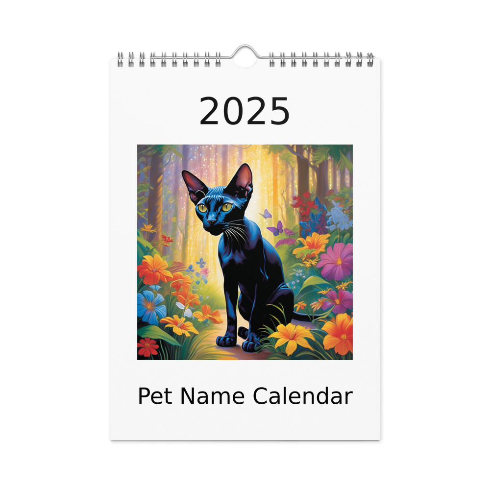 PugMug Custom Black Sphynx Cat Wall Calendar (2026)