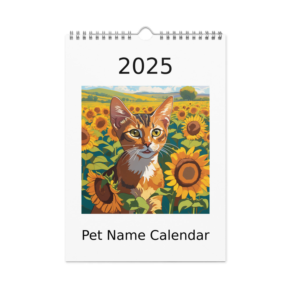 PugMug Custom Tabby Abyssinian Cat Wall Calendar (2026)
