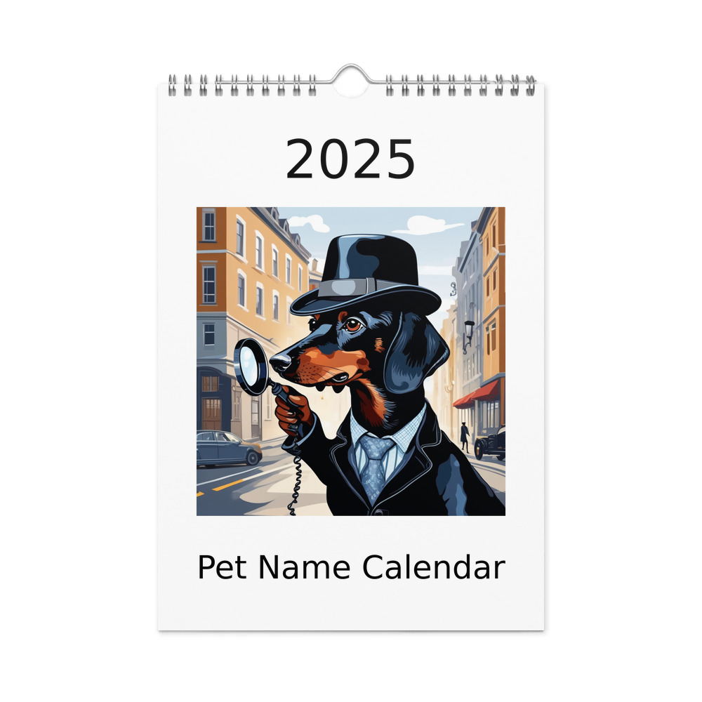 PugMug Custom Black Dachshund Wall Calendar (2026)