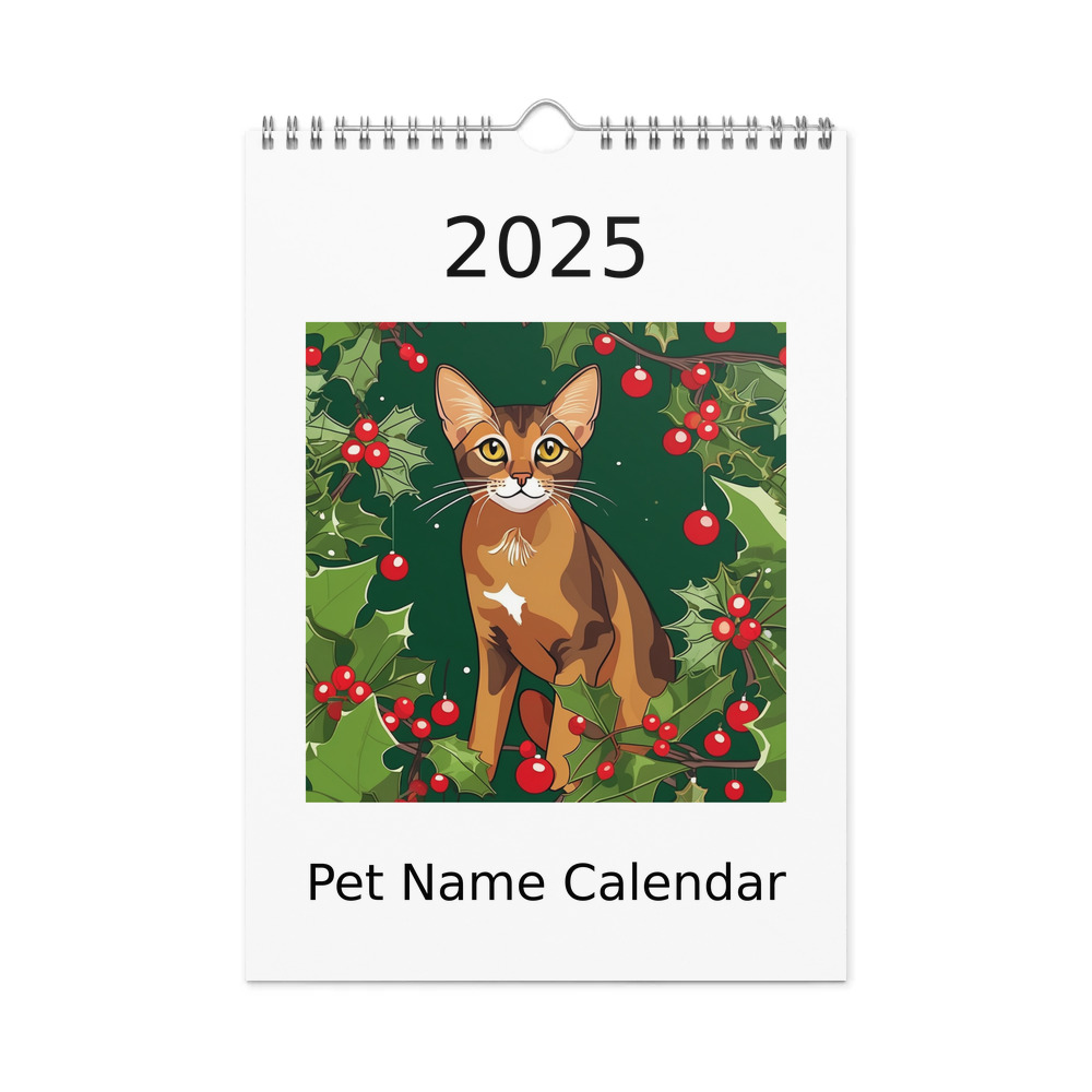 PugMug Custom Tabby Abyssinian Cat Wall Calendar (2026)