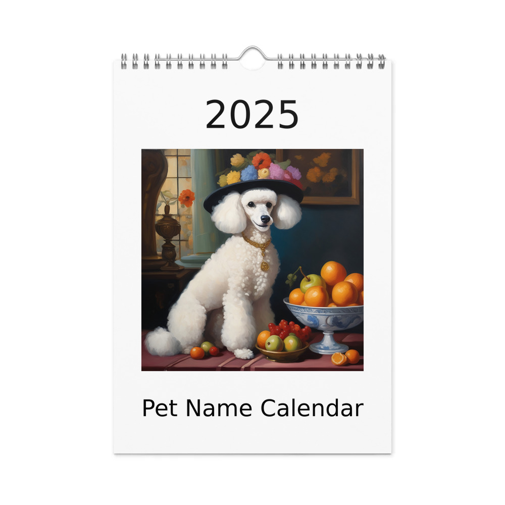 PugMug Custom White Poodle Wall Calendar (2026)