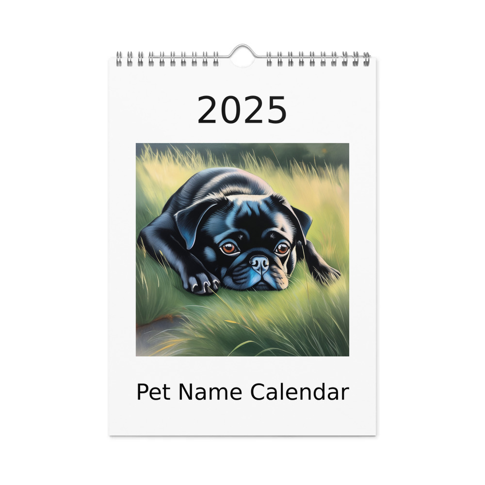 PugMug Custom Black Pug Wall Calendar (2026)